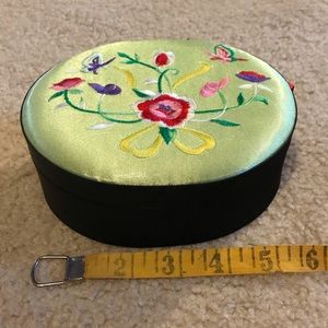 Green Embroidered Jewelry Box NWOT